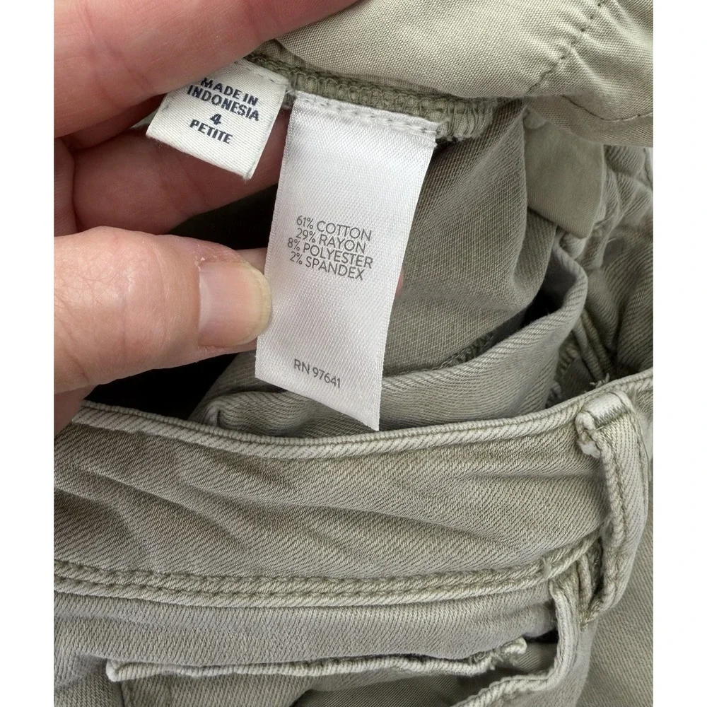 J. Jill Denim Women's Sage Green High Rise Cropped Jeans Cuffed Stretch 4 Petite
